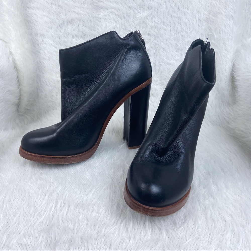 Dolce Vita Leather Chunky High Heel Ankle Boot Black Size 9.5